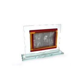 Amber Glass Stripe Photo Frame With Stand Clear One Size