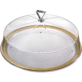 Orchid Cake Serving Tray Container With Lid Cake Server Storage Keeper Tray with See-Through. (20 Inch)