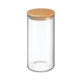 BLACKSTONE Glass Jar Canister with Wooden Lid Clear/Brown 1500ml