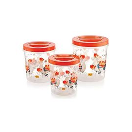 NAKODA 3-Piece Delite Leak Proof Food Container Microwave Safe Dry Food Canisters Storage Round Container Set